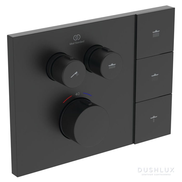 Фото Ideal Standard Ceratherm Navigo Solos Смеситель для душа, встраиваемый, термостатический, цвет: Silk Black (Черный матовый)