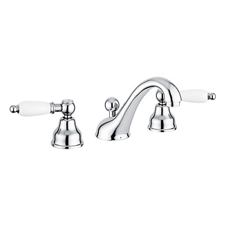 Emmevi Deco Ceramic Смеситель для раковины (излив 13 см), на 3 отверстия, с донным клапаном, цвет: хром