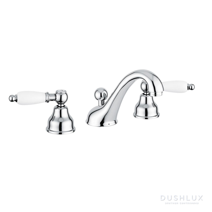 Фото Emmevi Deco Ceramic Смеситель для раковины (излив 13 см), на 3 отверстия, с донным клапаном, цвет: хром