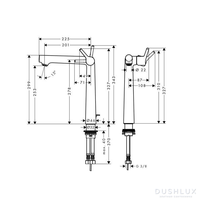 Hansgrohe Talis S Смеситель для раковины 100, на 1 отв, без донного ...