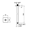 Almar 316 Stainless Steel Кронштейн для верхнего душа, потолочный, 30 см с квадратным отражателем, цвет: нержавеющая сталь брашированная AISI 316