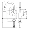 Hansgrohe Focus M42 Кухонный смеситель на 1 отв, однорычажный, поворотный излив 224мм, h221мм, 1jet, цвет: под сталь