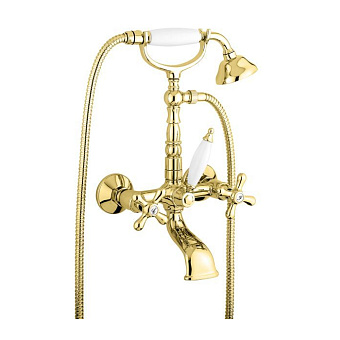 Emmevi Deco Old Смеситель для ванны, настенный, с ручным душем, цвет: золото