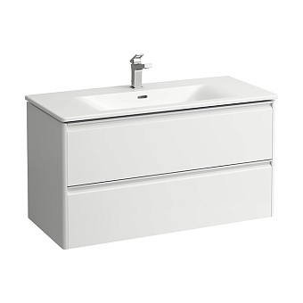 Laufen Palace Тумба 100х45х54.5см., с раковиной Slim, 2 ящика, органайзер для ящика, ручка анодированный алюминий, цвет: белый матовый