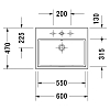 Duravit Vero Air Раковина 60х47 см, подвесная, с 3 отв. цвет: белый