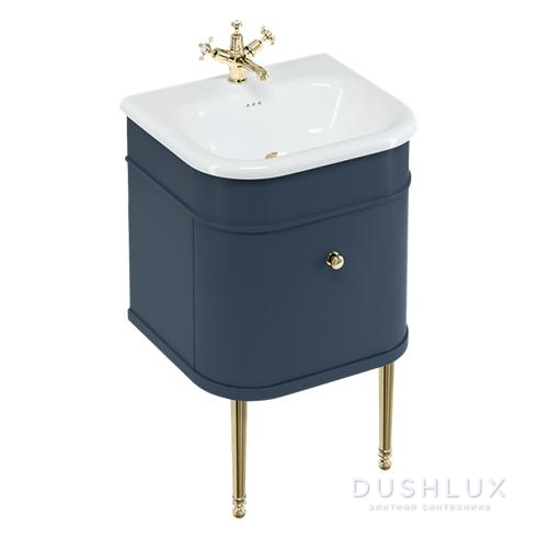 Фото Burlington Chalfont Тумба с раковиной, 55x48см., напольная, цвет: синий матовый/золото