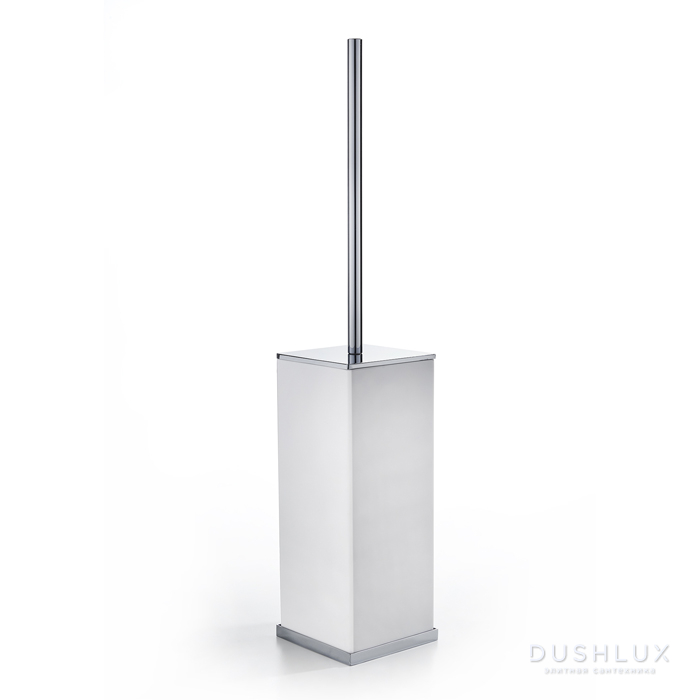 Фото 3SC Mood Deluxe White Туалетный ёршик, напольный, композит Solid Surface, цвет: белый матовый/хром