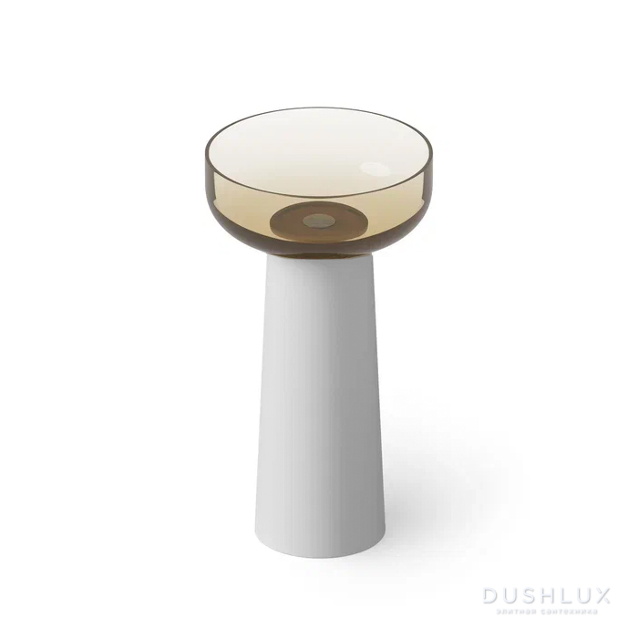 Фото Dea Design Light Раковина 48x48x88см., напольная, без отв., Glasstech, прозрачная смола, цвет: чаша classic green/пьедестал белый