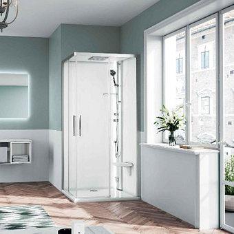 Novellini Glax Душевая кабина 90х90х217см., Standart, смеситель термостатический, цвет: Silver