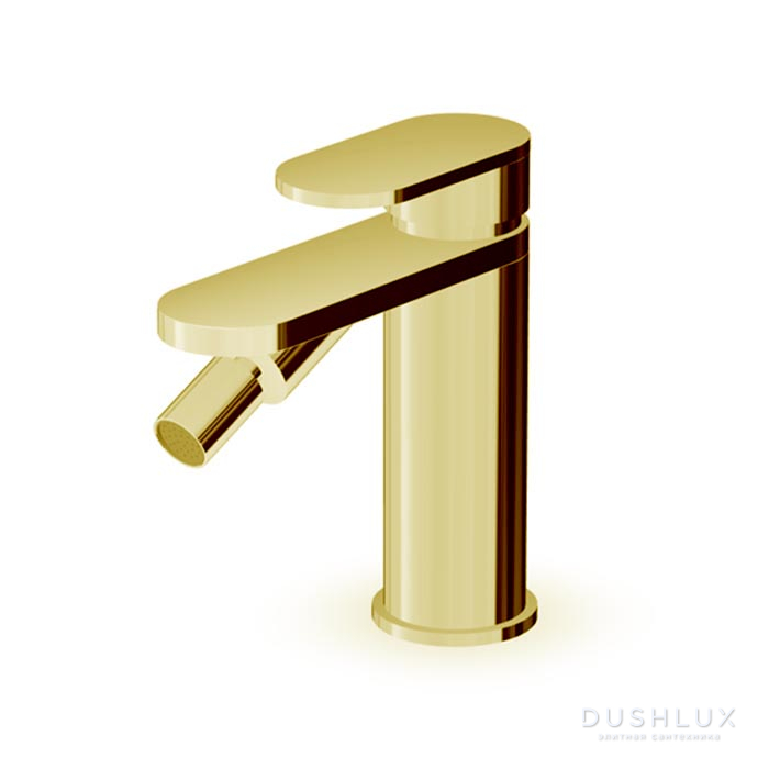 Фото Zucchetti Octo Смеситель для биде, на 1 отв., с донным клапаном, цвет: Brushed British Gold PVD