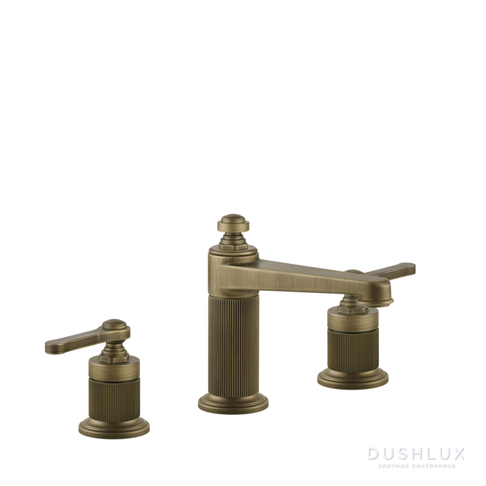 Фото Gessi Venti20 Смеситель для раковины, на 3 отв., высота излива 98 мм., цвет: Antique Brass