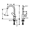 Hansgrohe Logis Смеситель для раковины 210 на 1 отв. с донным клапаном, поворотный излив 154мм, h221мм, цвет: хром