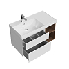 Kerama Marazzi Cubo Тумба 90см., подвесная, с ящиками, левая, цвет: белый матовый/орех