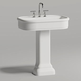 Salini Opera Раковина 75x50x16см., накладная, 3 отв., с пьедесталом, S-Stone, цвет: белый матовый