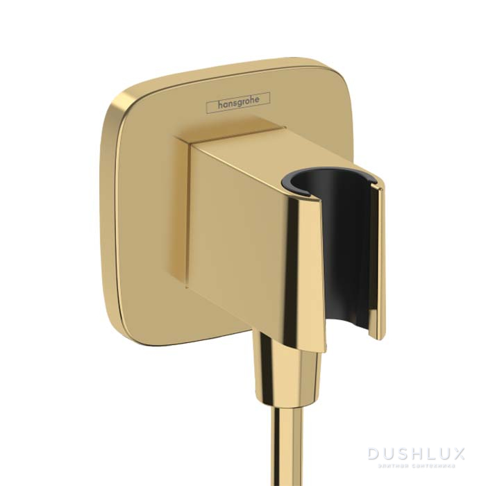 Фото Hansgrohe FixFit Q Шланговое подсоединение с держателем ручного душа, цвет: полировоное золото