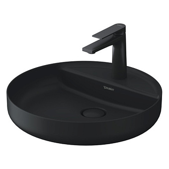 Duravit Vitrium Раковина накладная 46 см, с 1 отв., круглая, из DuroCast UltraResist, без перелива, с полкой, цвет: темно-серый матовый