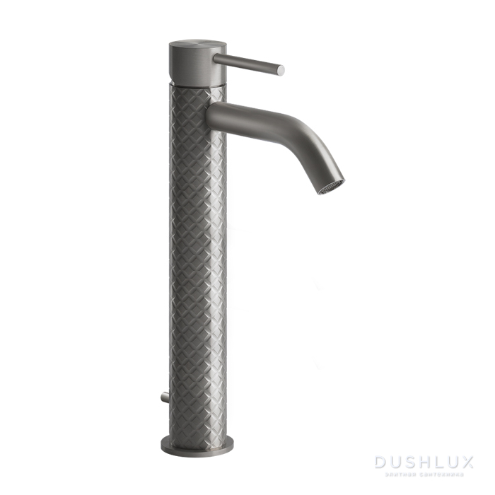 Фото Gessi Intreccio Смеситель однорычажный высокий с донным клапаном, цвет: шлифованная сталь