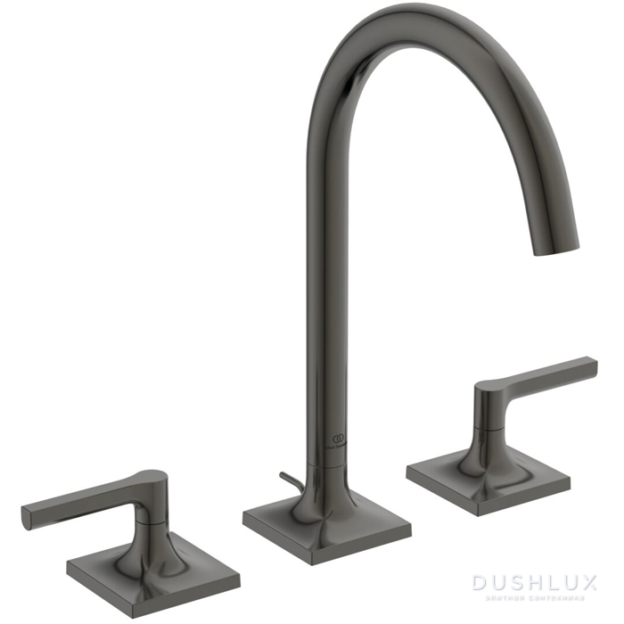 Фото Ideal Standard Joy Neo Смеситель для раковины, на 3 отв., с донным клапаном, цвет: PVD Magnetic Grey