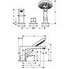 Hansgrohe Metropol Смеситель на край ванны, на 3 отв., излив 197мм, ручной душ 3jet, цвет: хром