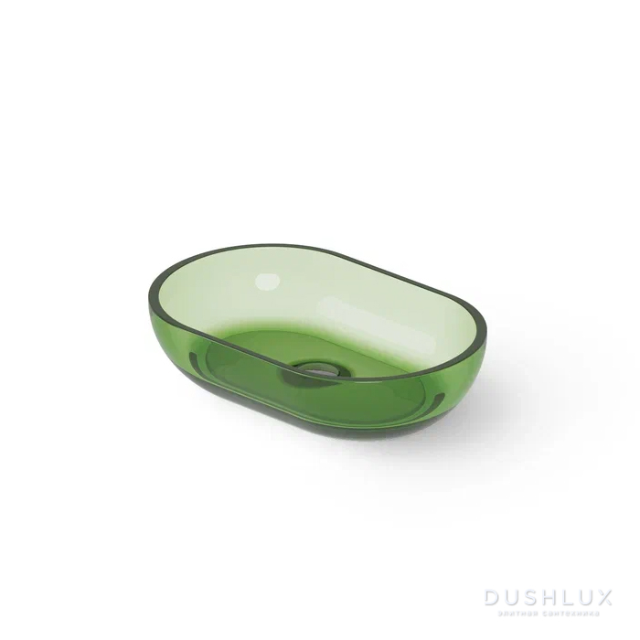 Фото Dea Design Washbasins Раковина 58x38x14см., накладная, без отв., Glasstech, прозрачная смола, цвет: Emerald R3