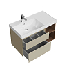 Kerama Marazzi Cubo Тумба 90см., подвесная, с ящиками, левая, цвет: лимо матовая/орех
