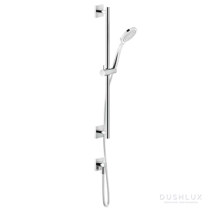 Фото Gessi Rilievo Штанга в комплекте с душевой лейкой, шланг 1,50 м, вывод воды из стены, цвет: хром
