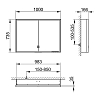 Keuco Royal Lumos Зеркальный шкаф 100x73.5см., подвесной, LED подсветка, цвет: алюминий серебристый анодированный