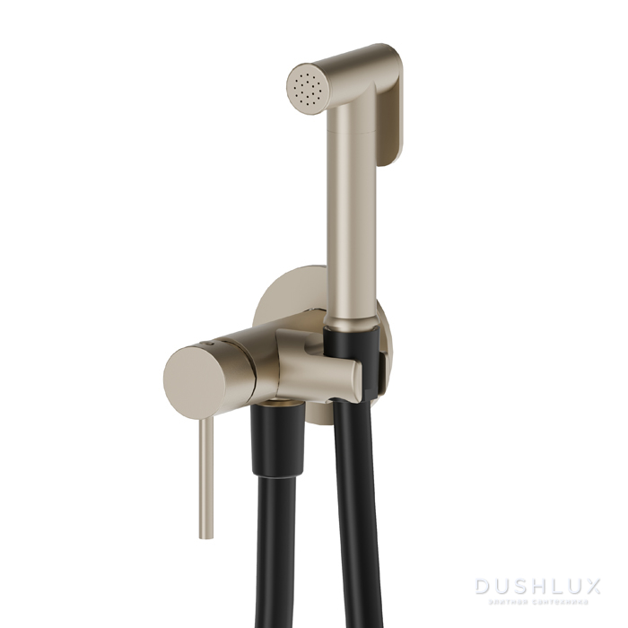 Фото Newform X-Steel 316 Гигиенический душ с держателем и шлангом 120см., цвет: Gold Satin