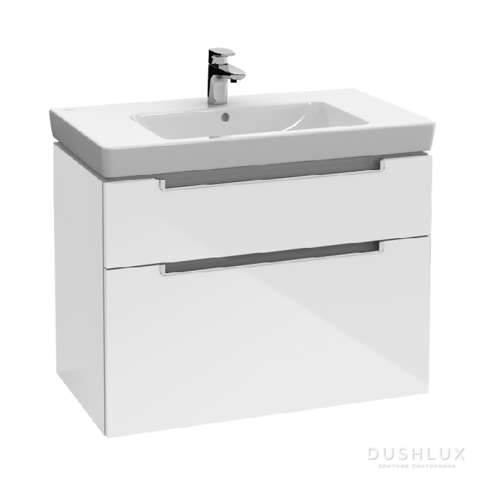 Фото Villeroy&Boch Subway 2.0, Тумба подвесная под раковину, 1 x коробка с аксессуарами 2, 2 выдвижных отделения, 78.7x59x44.9см.,