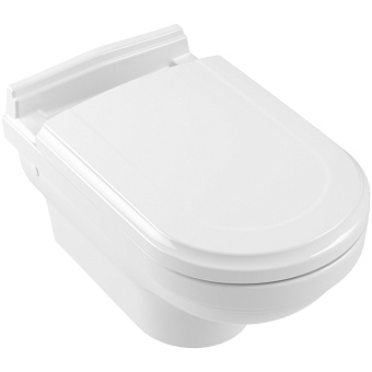 Villeroy Boch Hommage, Унитаз навесной, горизонтальный выпуск, размер 37x60см, с антигрязевым покрытием CeramicPlus, цвет: белый