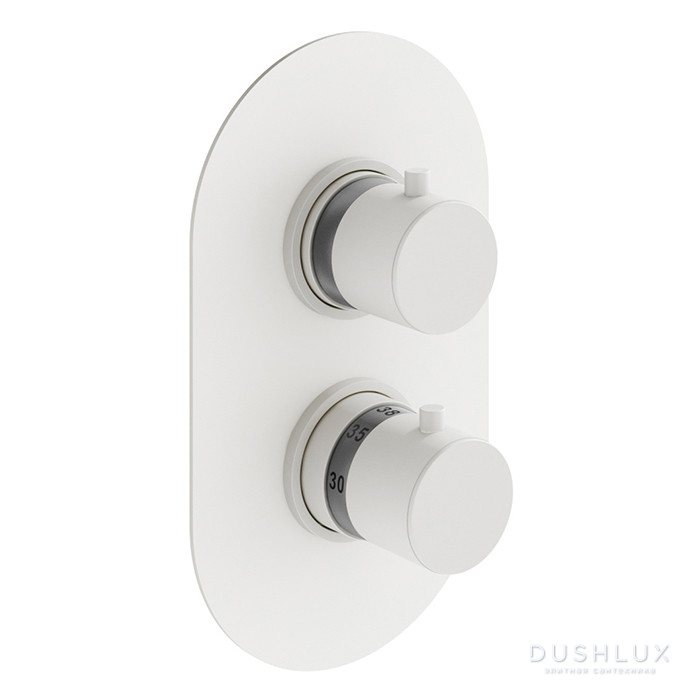 Фото Plumberia Selection IXO Смеситель для душа, встраиваемый, термостатический, на 2 выхода, цвет: белый матовый
