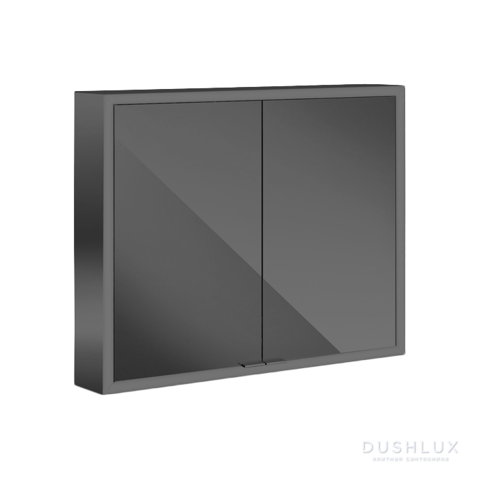 Фото EMCO Prime Зеркальный шкаф 80x70см., с подсветкой, навесной, 2 двери, 2 полки, розетка, цвет: черный