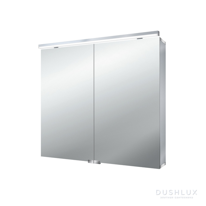 Фото EMCO Flat Зеркальный шкаф 80x72.7см., LED-подсветка, 2 двери, 2 полки, розетка, с нижней подсветкой