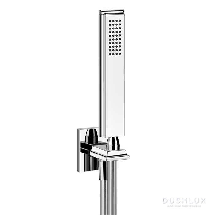 Фото Gessi Eleganza Душевой комплект: вывод на 1/2”, держатель, шланг 1,5м и душевая лейка, цвет: хром