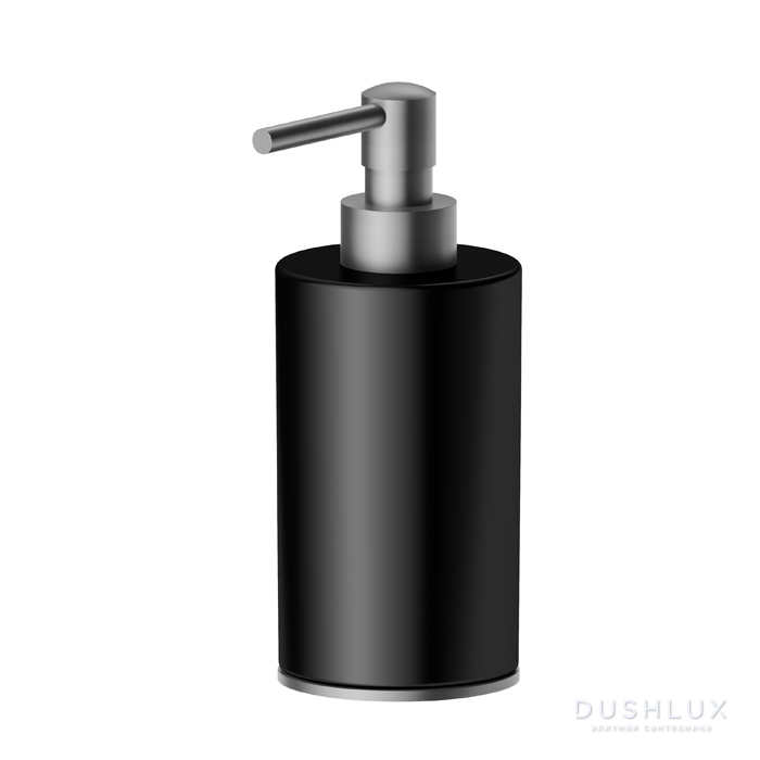 Фото Newform Accessori tondi Дозатор для жидкого мыла, настольный, черная керамика, цвет: PVD brushed gun metal