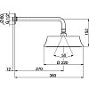 CISAL Shower Верхний душ D220 мм с настенным держателем L270 мм, цвет: хром