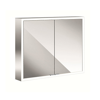 Emco Asis prime Зеркальный шкаф 80х15.2х70см., навесной, 2 дверки, 2 стекл.полки LED-подсветка сенсорн., розетка, подвесной, цвет: зеркало