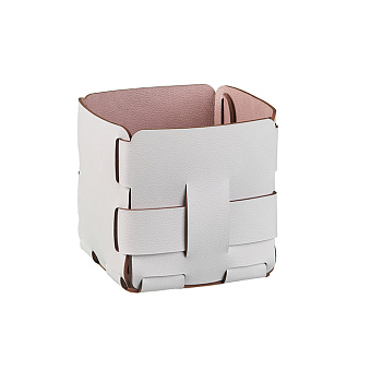 ADJ Корзинка Mini Bottega, 12x12xH13 см., цвет: устричный/пепельная роза