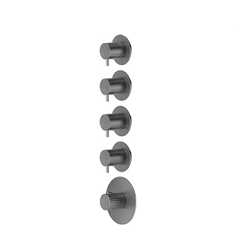 Newform Steel Line Смеситель для душа, встраиваемый, термостатический, на 4 потока, цвет: pvd brushed gun metal