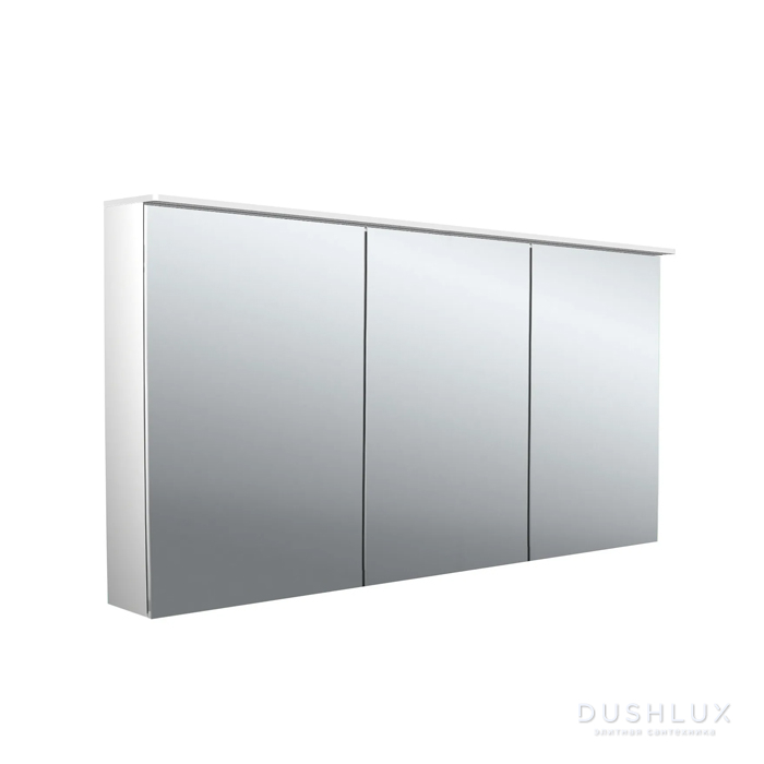 Фото Emco Pure II Зеркальный шкаф 140см., с подсветкой Lichtsegel, навесная модель, с подсв. для раковины, 3 дверки