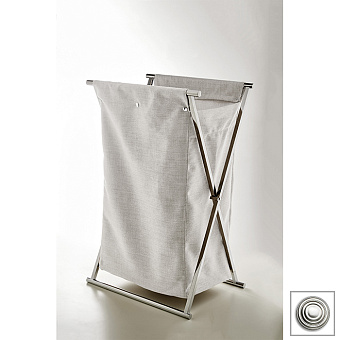 3SC Double Face Корзина для белья 50x80x36см., раскладная, цвет: белый хлопок/никель сатинированный полированный