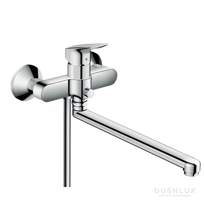 Фото Hansgrohe Logis Смеситель для ванны, настенный, поворотный излив 300мм, с переключателем на душ, цвет: хром