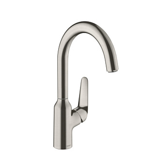Hansgrohe Focus M42 Кухонный смеситель на 1 отв, однорычажный, поворотный излив 224мм, h221мм, 1jet, цвет: под сталь