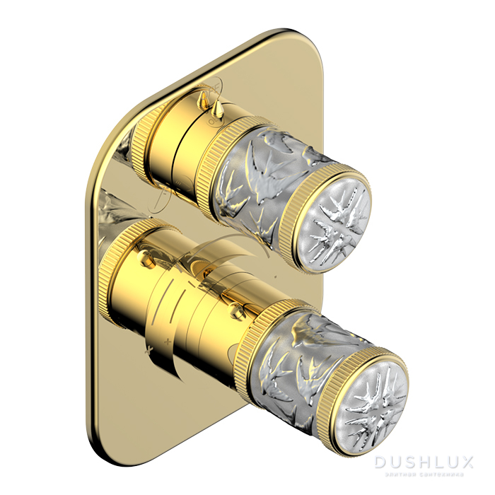 Фото THG Hirondelles Platinum Stamped Смеситель для душа, встраиваемый, термостатический, цвет: Polished gold