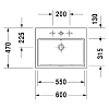 Duravit Vero Air Раковина 60х47см, 1 отв., с переливом, с площадкой, на столешницу, цвет: белый