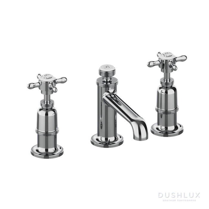 Фото Burlington Guild Смеситель для раковины, на 3 отв., с ручками, цвет: хром