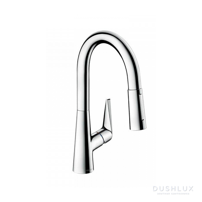Фото Hansgrohe Talis M51 Смеситель для кухни, на 1 отв однорычажный, поворотный излив 185мм с вытяжным душем, 2jet, h152мм, цвет: хром
