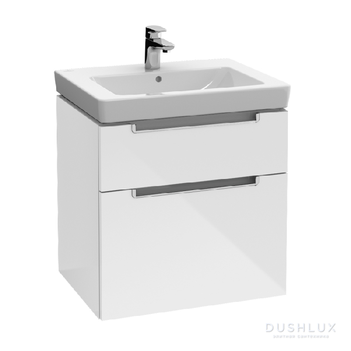 Фото Villeroy&Boch Subway 2.0, Тумба подвесная под раковину, 1 контейнер для аксессуаров L, 2 выдвижных отделения, 63.7x59x45.4см.,