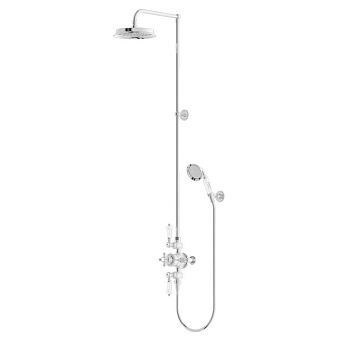 Burlington Savoy Душевая система, со смесителем, верхним душем 23см, ручным душем и держателем, цвет: хром