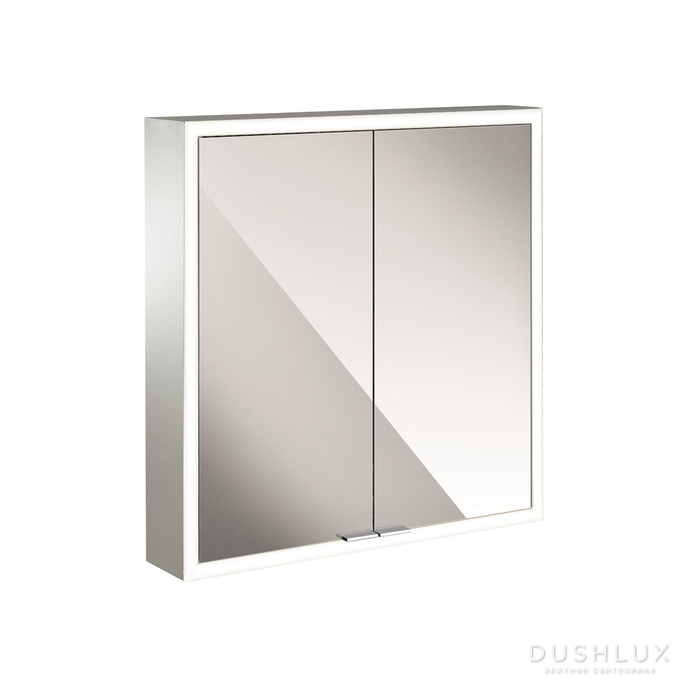 Фото EMCO Prime Зеркальный шкаф 60x70см., с подсветкой, навесной, 2 двери, 2 полки, розетка, цвет: белый